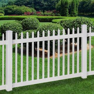 WamBam Fence No-Dig Permanent 4 ft. x 6 ft. Nantucket Vinyl Picket Fence Panel with Post and Anchor Kit BL19101