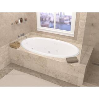 Universal Tubs Topaz 60 in. Oval Drop-in Whirlpool Bath Tub in White HD3660PWR