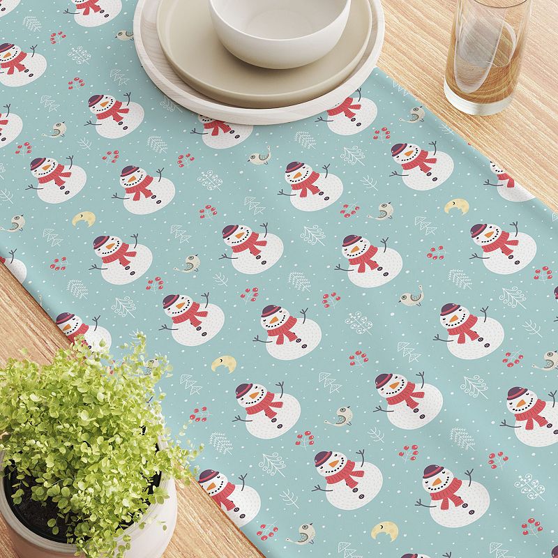 Table Runner， 100% Cotton， 16x90， Holly Jolly Snowmen