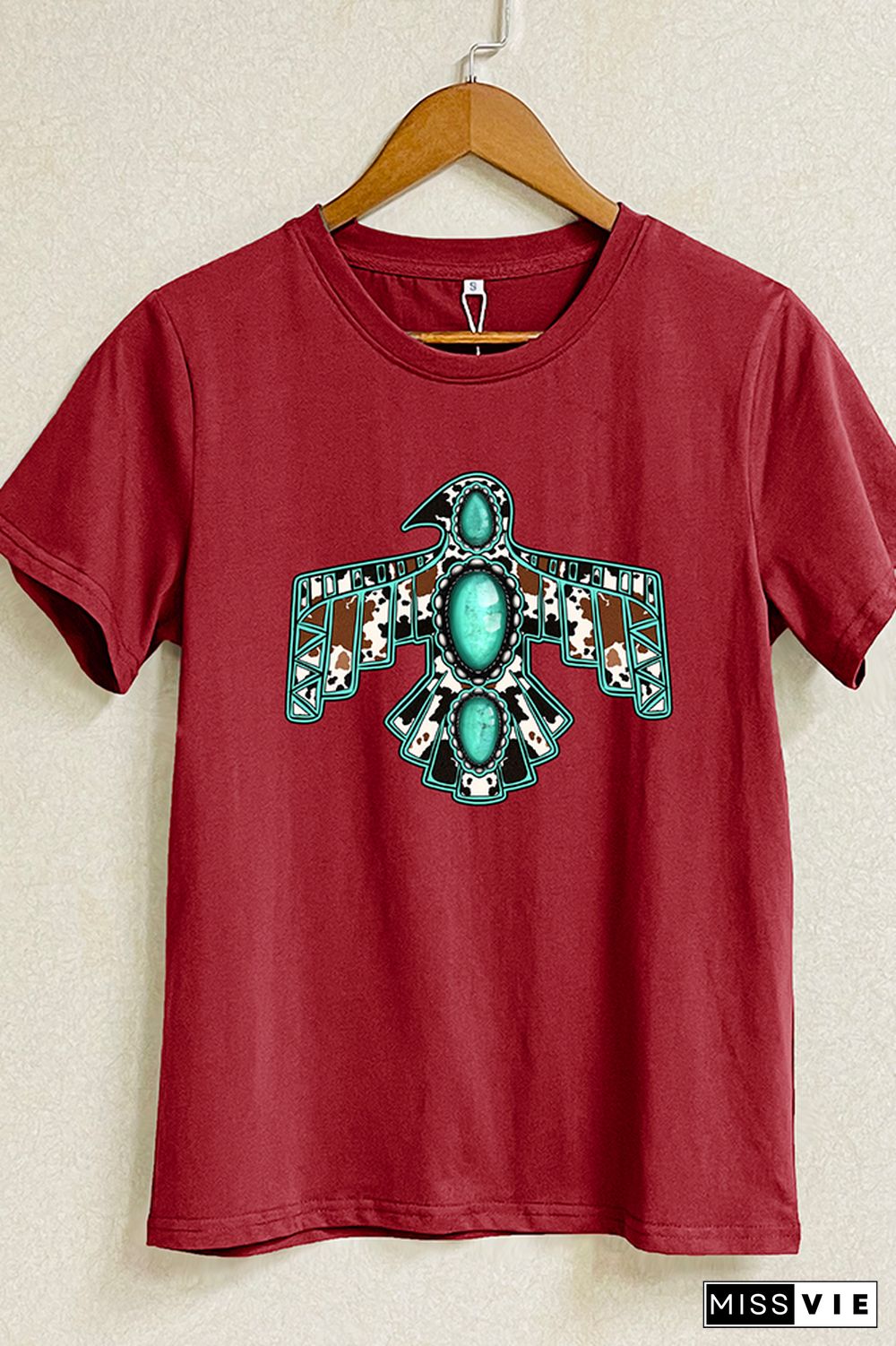 Cowhide Turquoise Thunderbird Graphic T-Shirt Wholesale