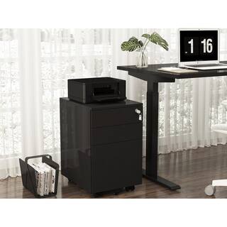 Silverpark Black-02 3-Drawer Metal Mobile Pedestal File Cabinet HNSBRA211123011