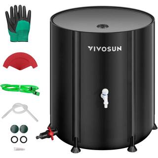 VIVOSUN 53 Gal. Collapsible Rain Barrel with 2 Spigots and Overflow Kit in Black wal-RB-0001B