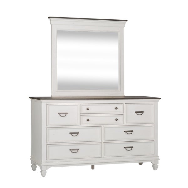 Copper Grove Allyson Park Wirebrushed White Charcoal Dresser and Mirror - - 25673984