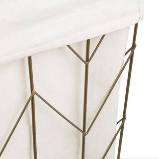 Honey-Can-Do Antique Bronze Chevron Rolling Steel Wire Hamper with Cotton Liner HMP-09093