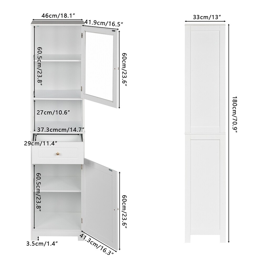 Multifunctional High Storage Cabinet with 2 Doors and 1 Drawer