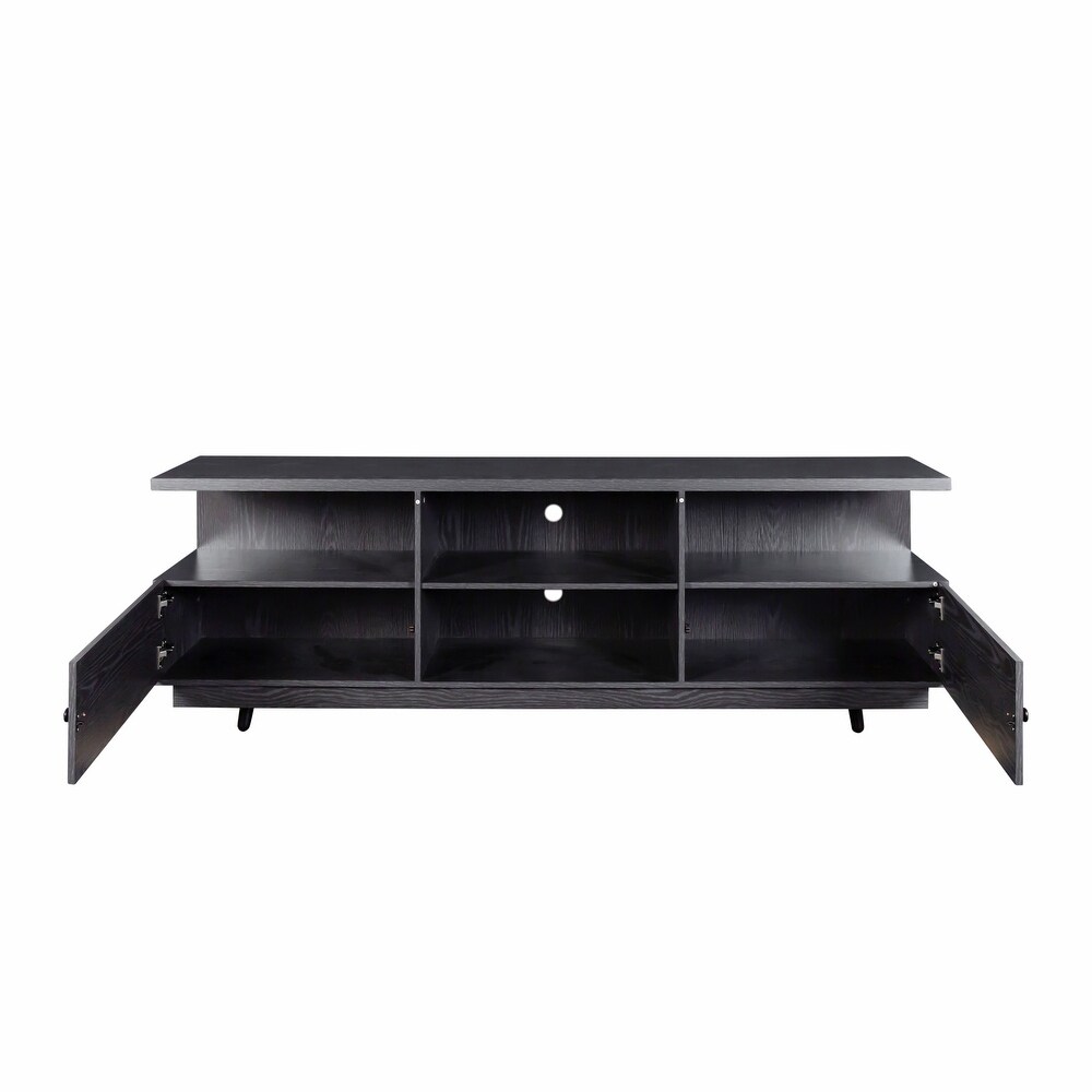 TV Stand Entertainment Centers Console Table with 2 Doors and 4 Open Shelves