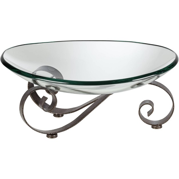 Kensington Hill Iron Scroll Stand With Oval Glass Bowl