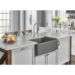 Elkay FarmhouseApron-Front Fireclay 30 in. Single Bowl Kitchen Sink in Matte Gray SWUF28179MG