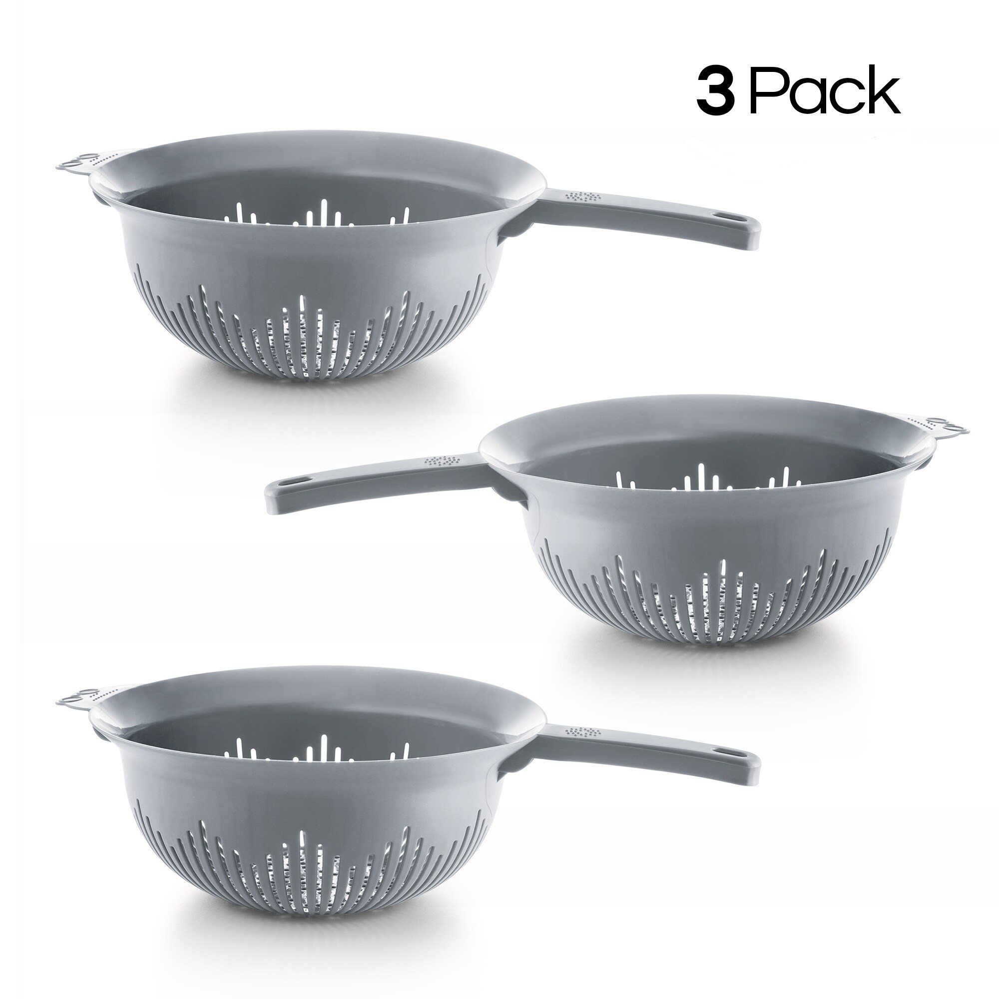 YBM Home 9.75 In. Plastic Colander Use for Pasta， Spaghetti 3 Pack