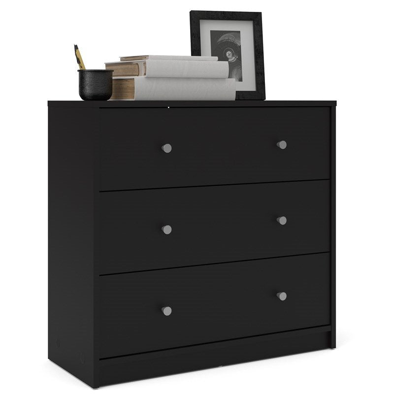 Atlin Designs Contemporary 3 Drawer Wooden Chest Dresser in Black