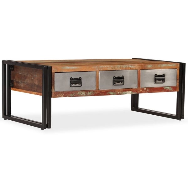 vidaXL Coffee Table with 3 Drawers Solid Reclaimed Wood 39.4