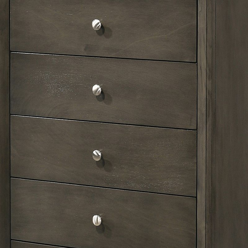 Transitional Style Wooden Chest with 5 Spacious Drawers， Gray