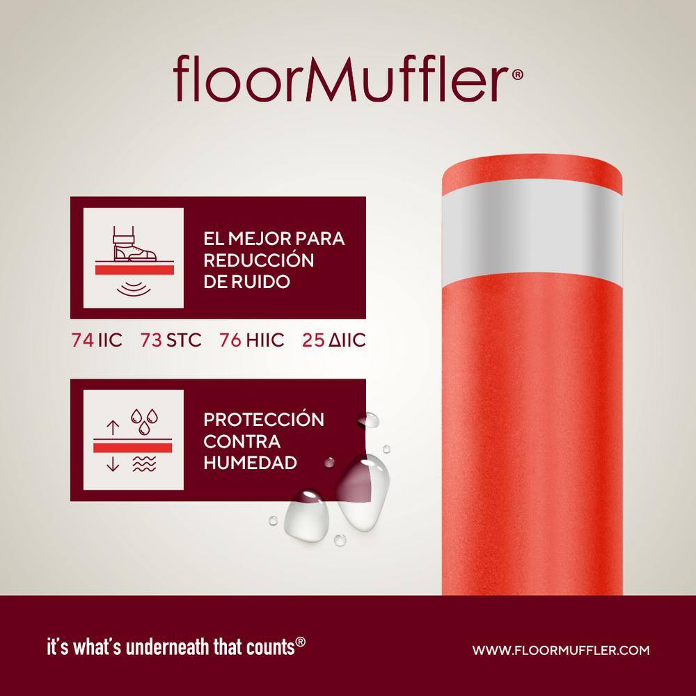 FloorMuffler 100 sq. ft Rolls 48 x in. W 25 x ft. L x 2 mm T Underlayment for Laminate Solid Hardwood and Engineered Hardwood 0264049