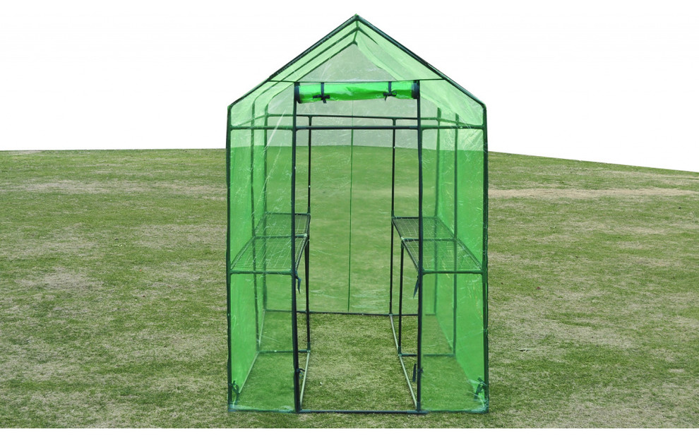 vidaXL Greenhouse Grow House Green House for Outdoor Plant Growing Steel XL   Contemporary   Greenhouses   by vidaXL LLC  Houzz