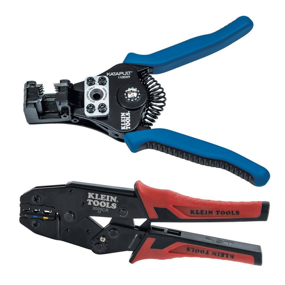 Klein Tools Katapult Wire Stripper and Cutter for 8-20 AWG Solid and 10-22 AWG Stranded Wire and Ratcheting Crimper Tool Set M2O41712KIT