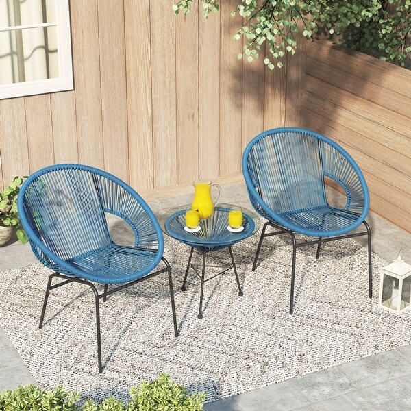 Corvus Sarcelles Woven Wicker 3piece Indoor/Outdoor Chat Bistro Set