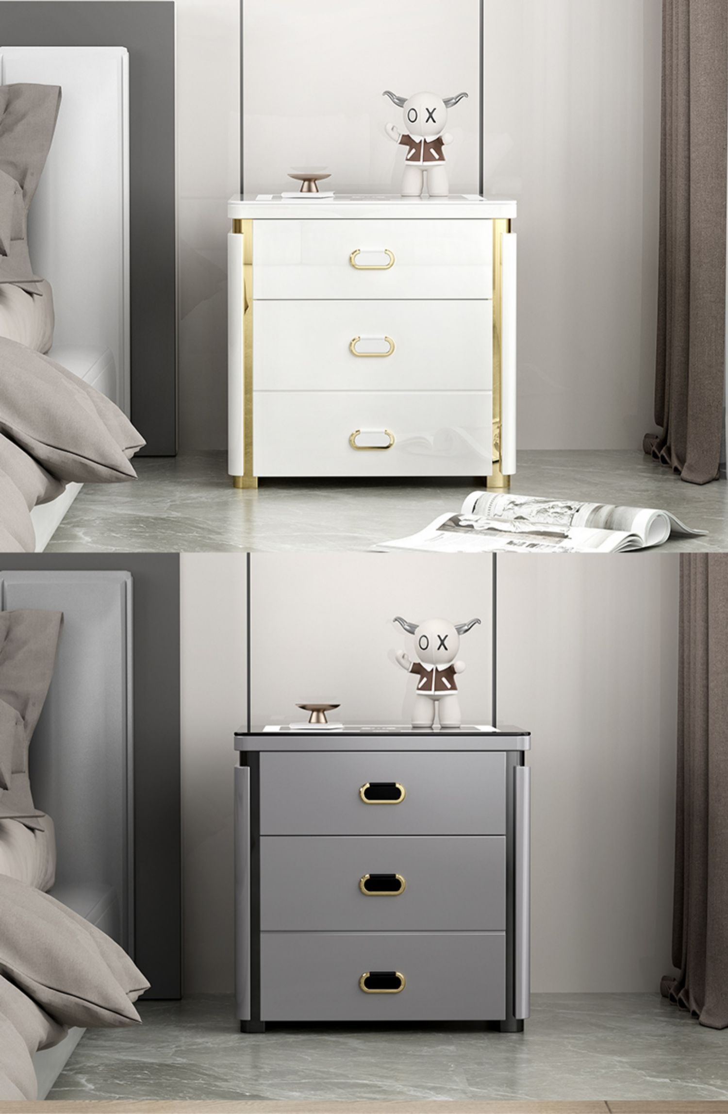 2023 Summer Hot Sale Now! Smart Bedside Table W/ Built-in Safe for Safe Storage