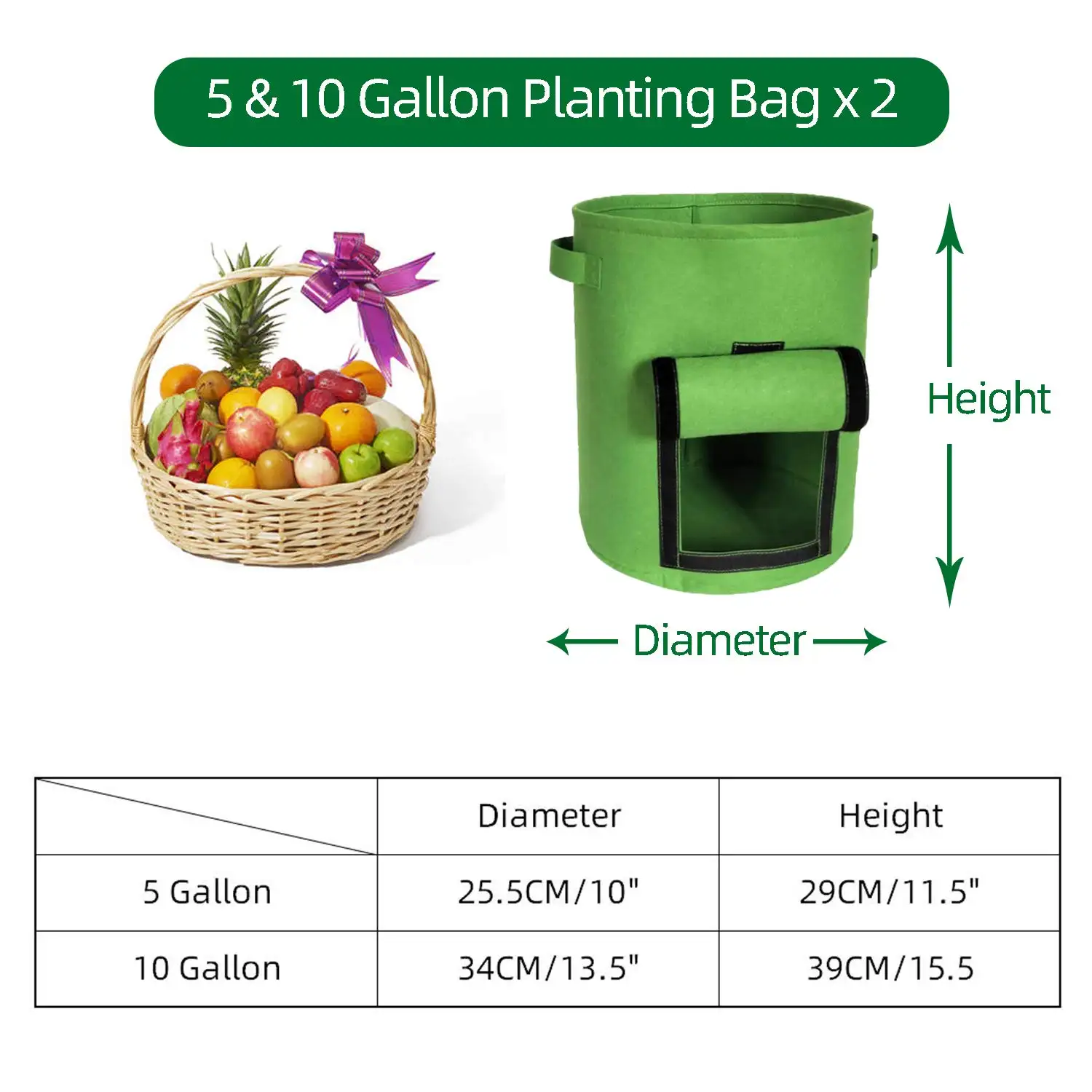 Control Felt  Plant Pot For Gardening Supplies Grow BagNnon Woven 8 Gallon