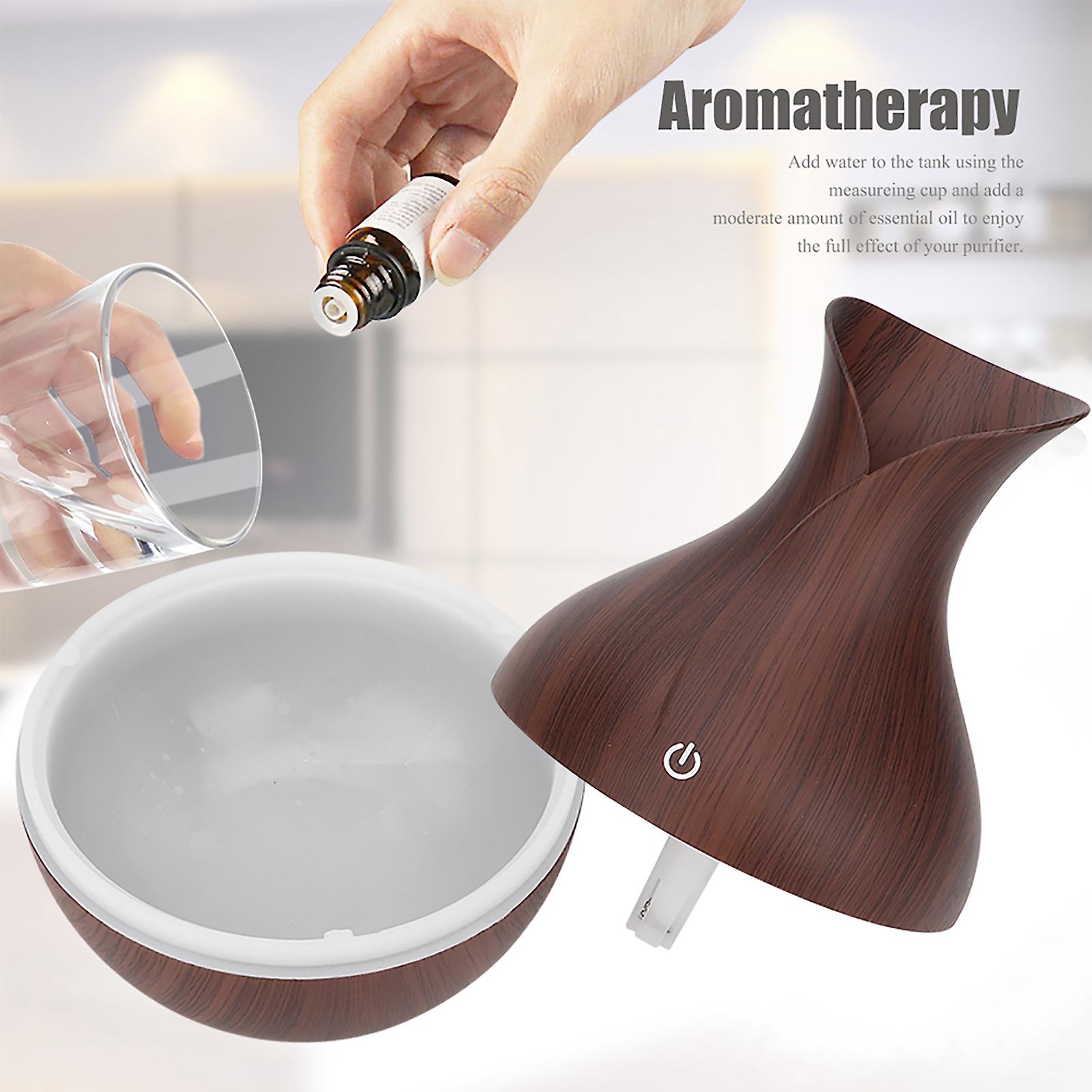 Led Ultrasonic Aroma Diffuser Essential Oil Diffuser Humidifier For Home (dark Wooden Grain)