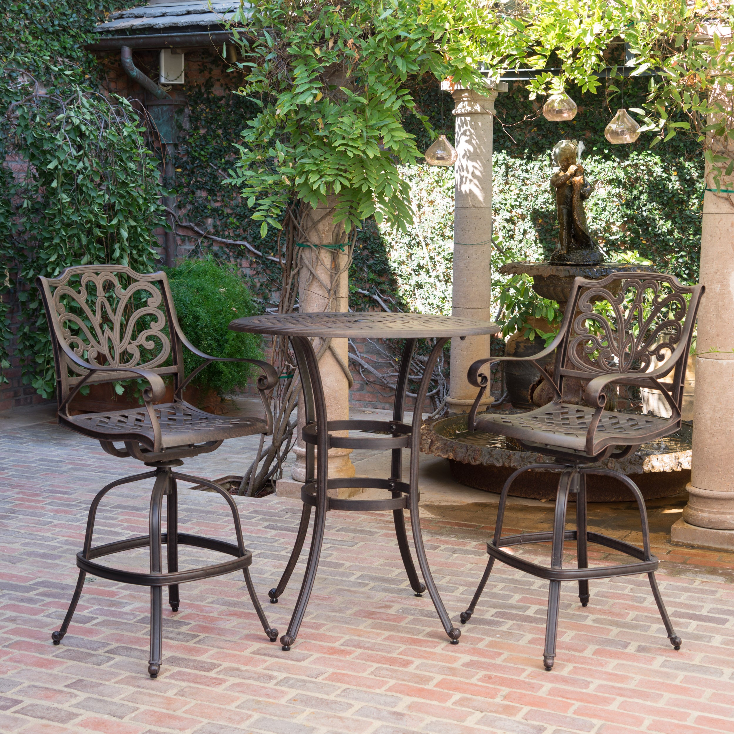 Calandra Outdoor 3 Piece Bronze Cast Aluminum Bar Set