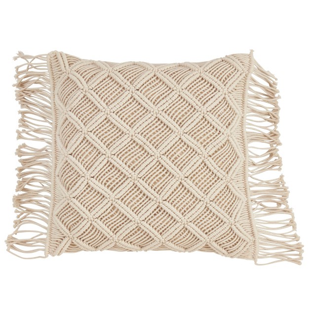 Macram Print Down Filled Square Throw Pillow Saro Lifestyle