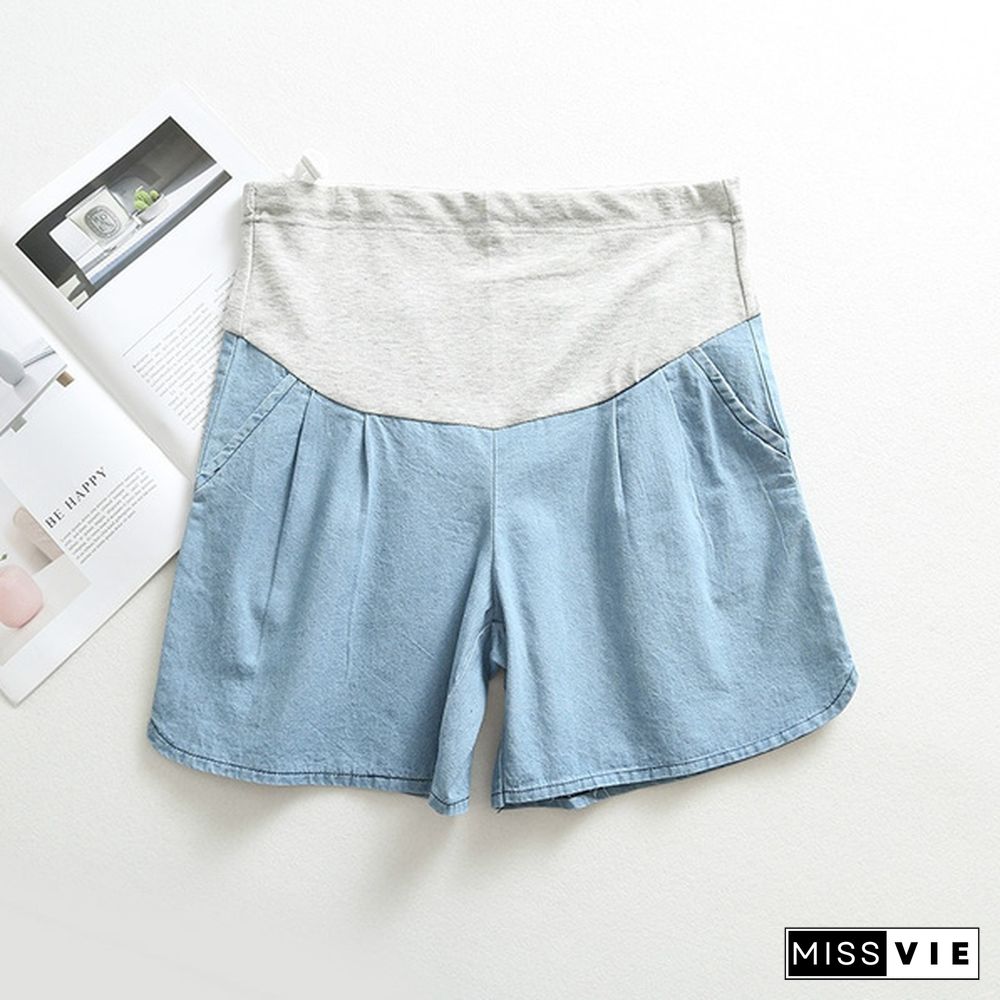 Maternity Pregnancy Women Pregnant Summer Denim Shorts Over Bump Pants Casual