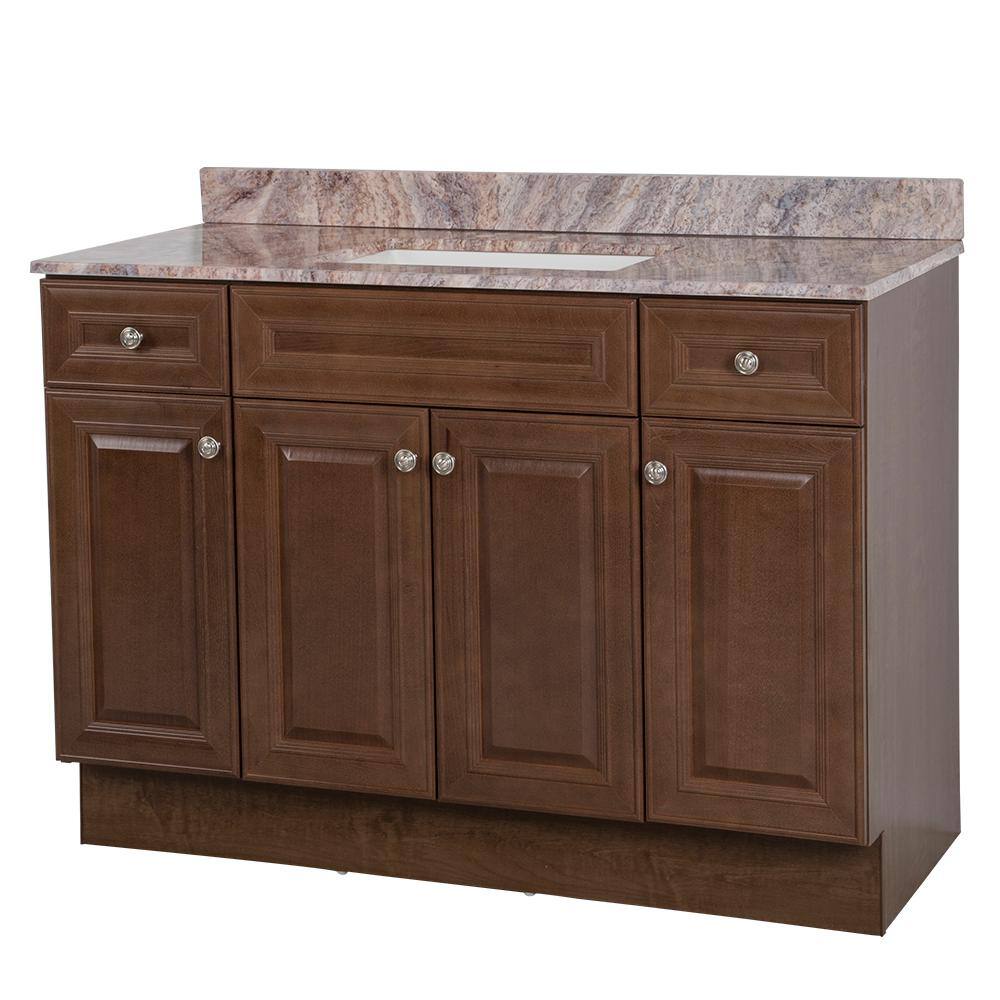 Glacier Bay Glensford 49 in. W x 22 in. D Bath Vanity in Butterscotch with Stone Effects Vanity Top in Cold Fusion with White Sink GF48P2V8-BT