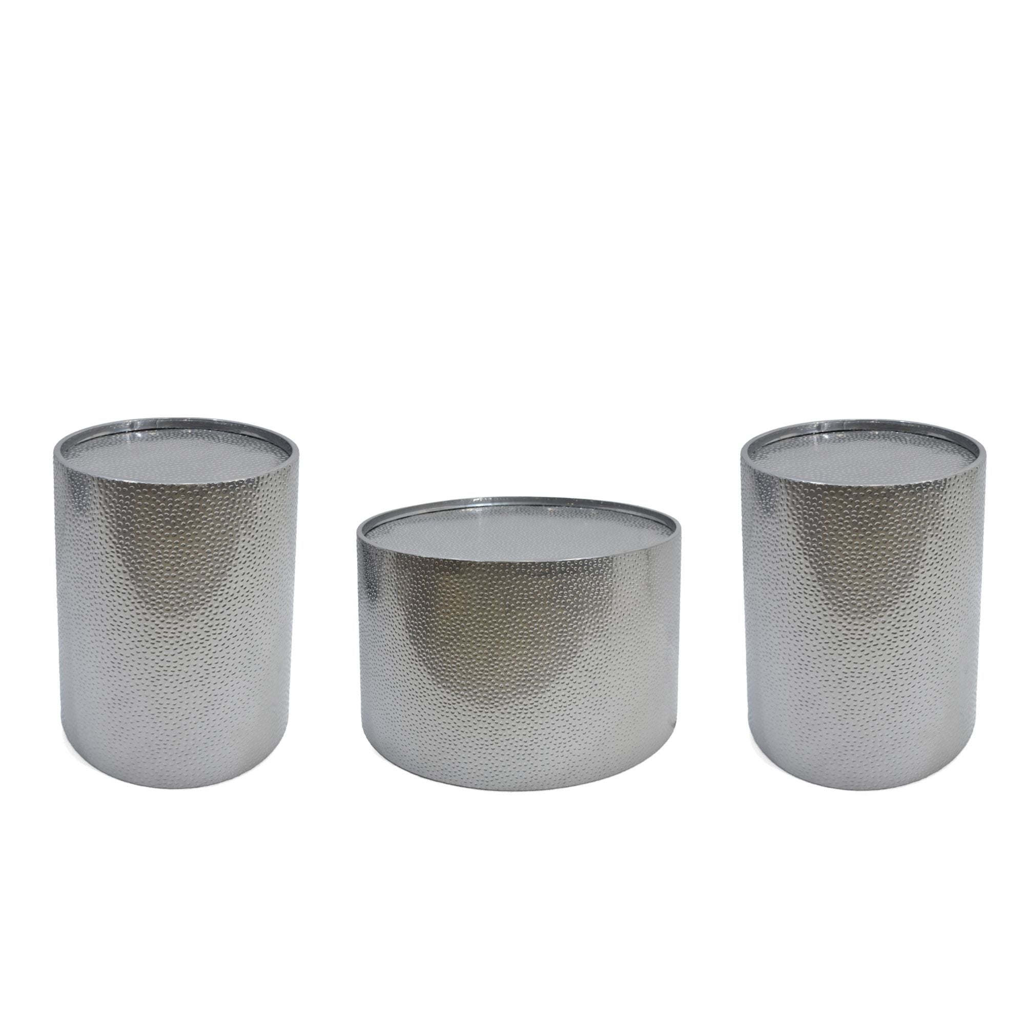 3pc Silver Contemporary Cylindrical Accent and Coffee Table Set 28