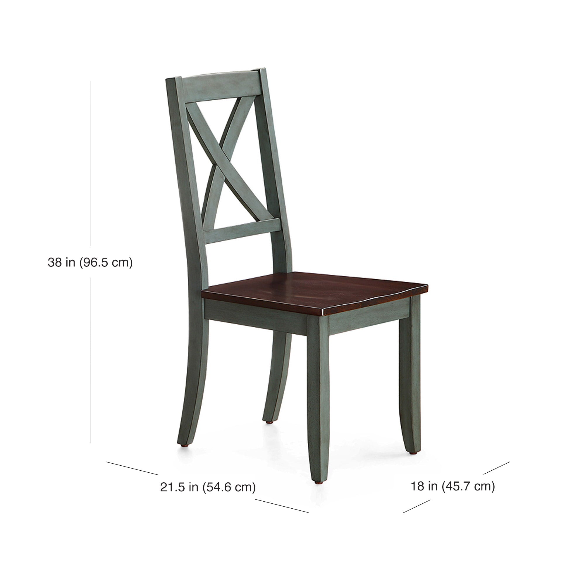 Better Homes and Gardens Maddox Crossing Dining Chairs， Set of 2， Dark Seafoam Finish