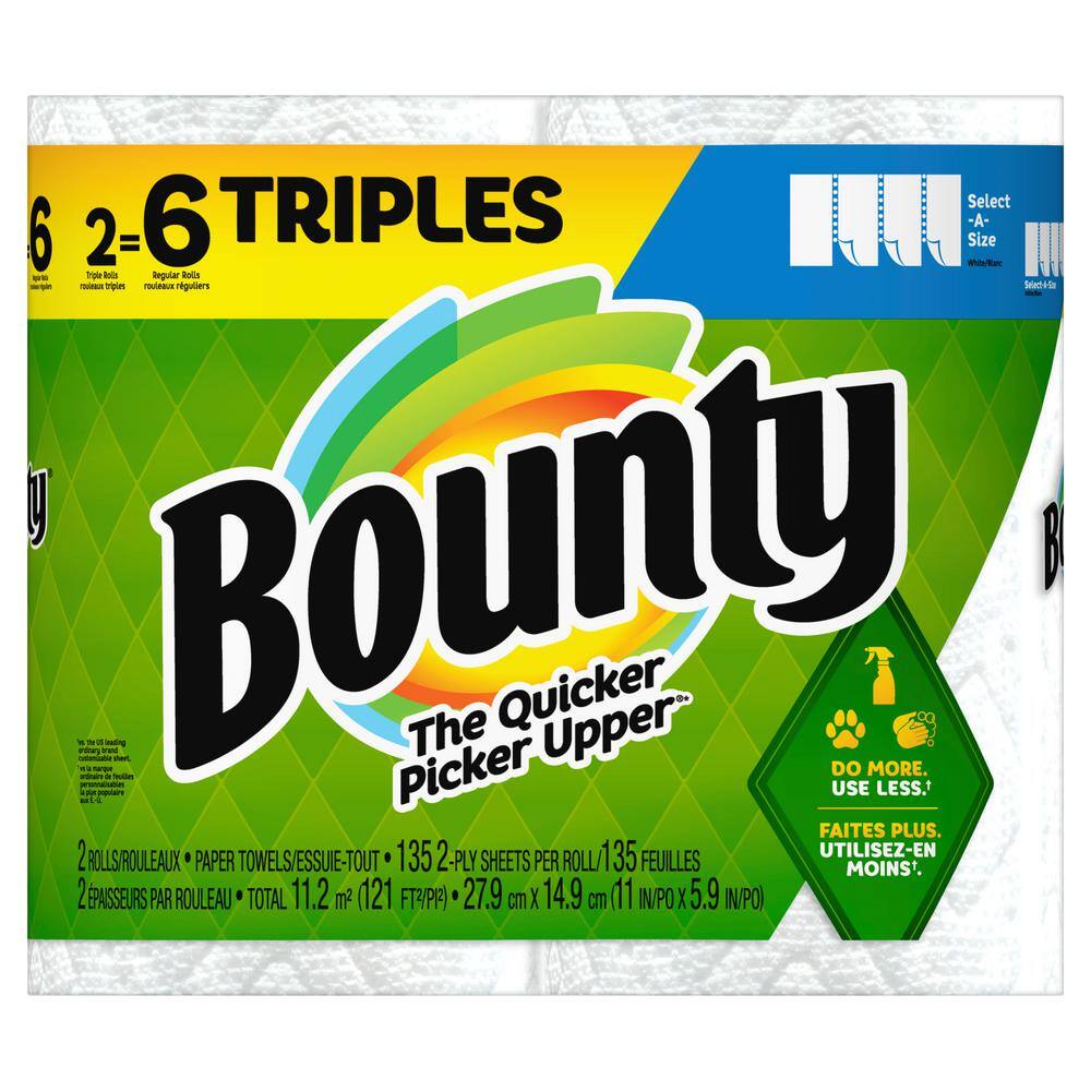 Bounty White Select-A-Size Paper Towel Roll (2 Triple Rolls) 003077206133