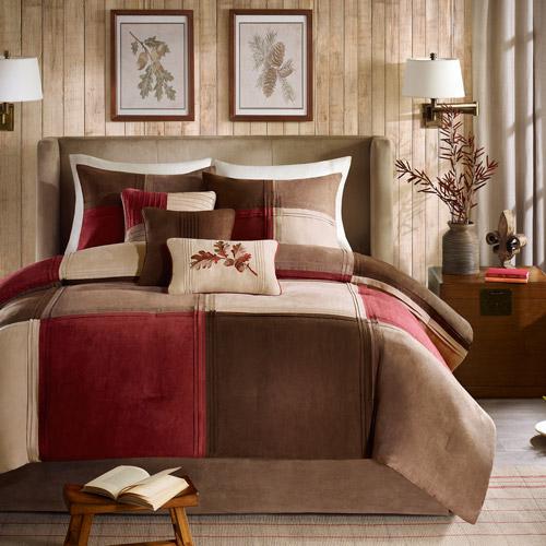 Home Essence Warren Red Microsuede 7 Piece Comforter Set Cal King  Crowdfused