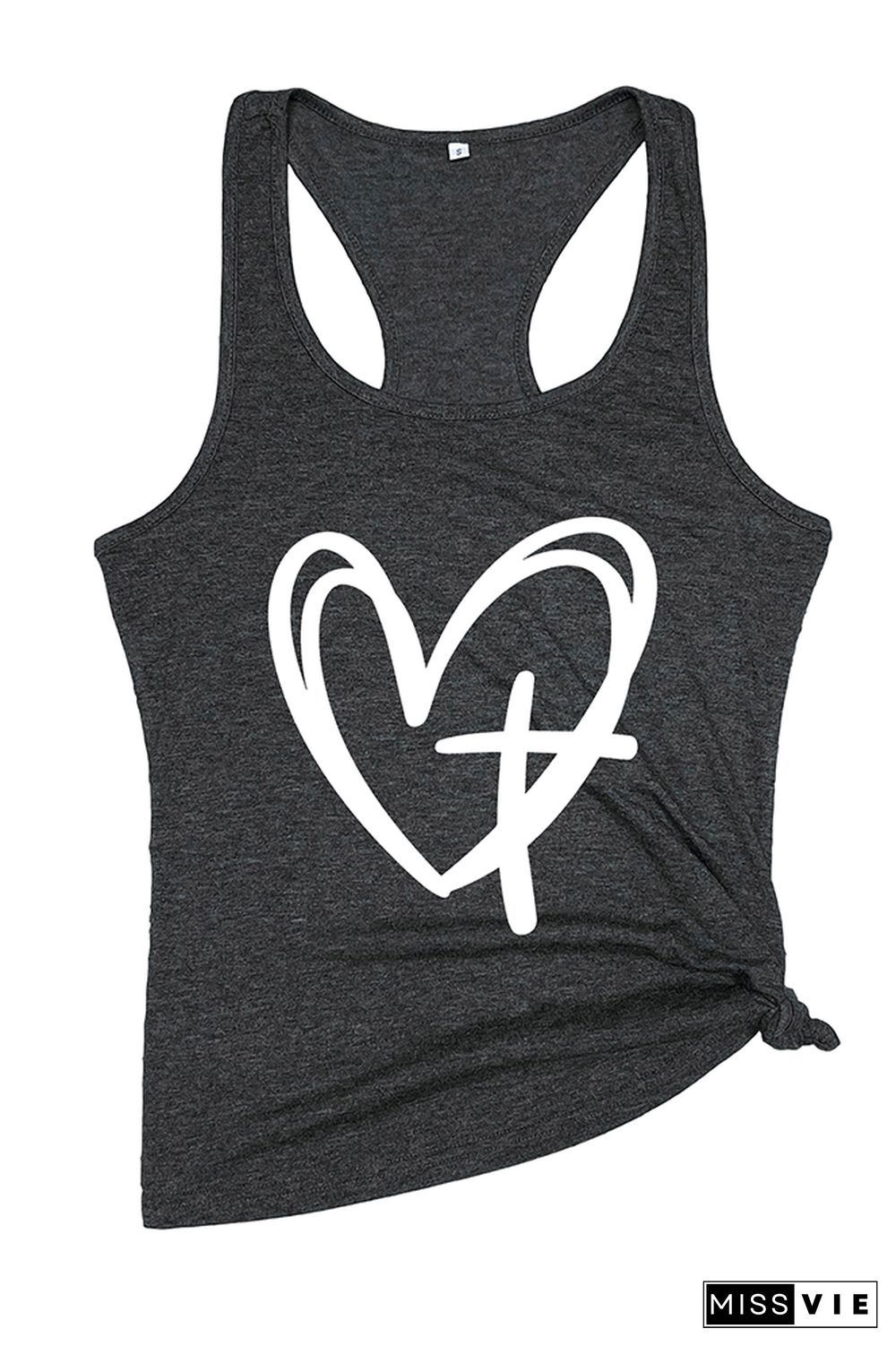 CROSS AND HEART Printed Sleeveless Tank Top Wholesale