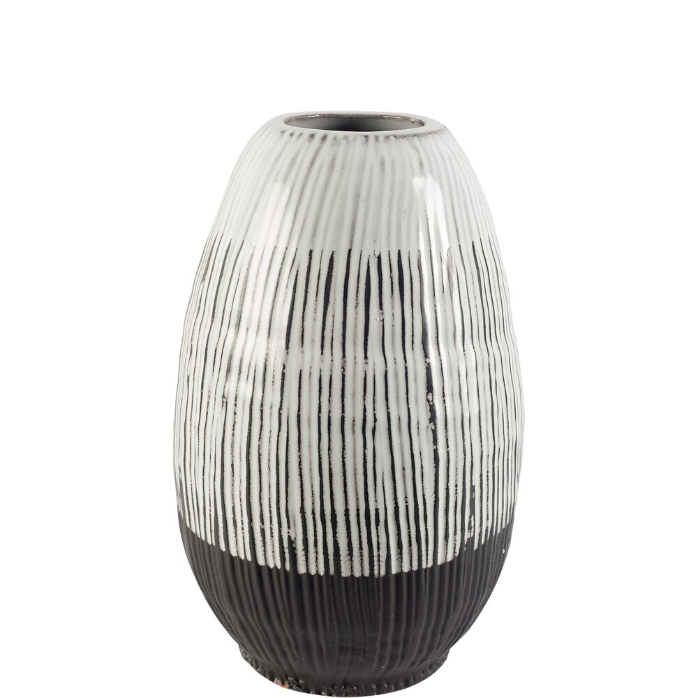 Tanami Dark Brown And White Ceramic Vase (Short)