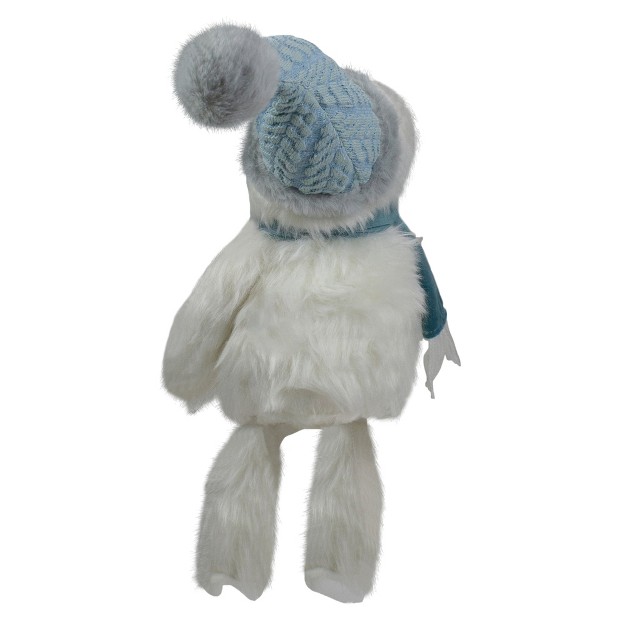 Northlight 22 inch Plush White And Blue Sitting Tabletop Yeti Christmas Figure