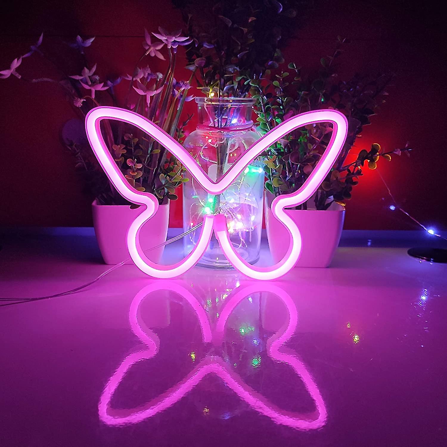 Butterfly Neon Signs，3-aa Battery Powered Neon Light，led Lights Table Decoration，girls Bed