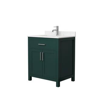 Wyndham Collection Beckett 30 in. W x 22 in. D x 35 in. H Single Sink Bathroom Vanity in Green with Carrara Cultured Marble Top WCG242430SGECCUNSMXX