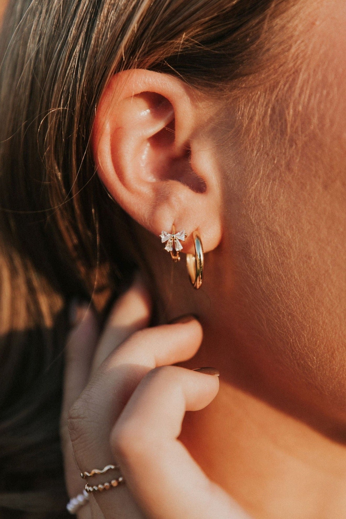Lucy Diamond Bow Hoops
