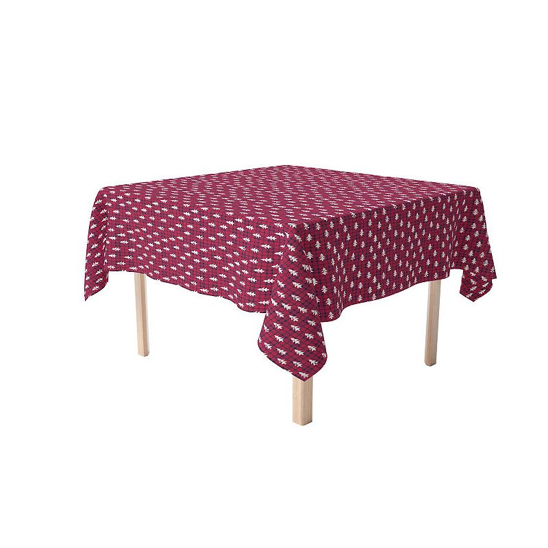 Square Tablecloth， 100% Polyester， 54x54， Holiday Woodland Plaid