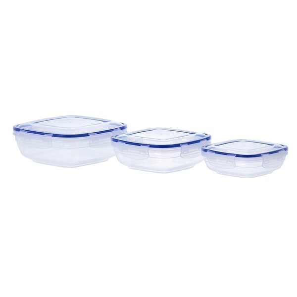 3 Pack Shallow Square Sealed Containers - 20 oz.， 35 oz.，58 oz.