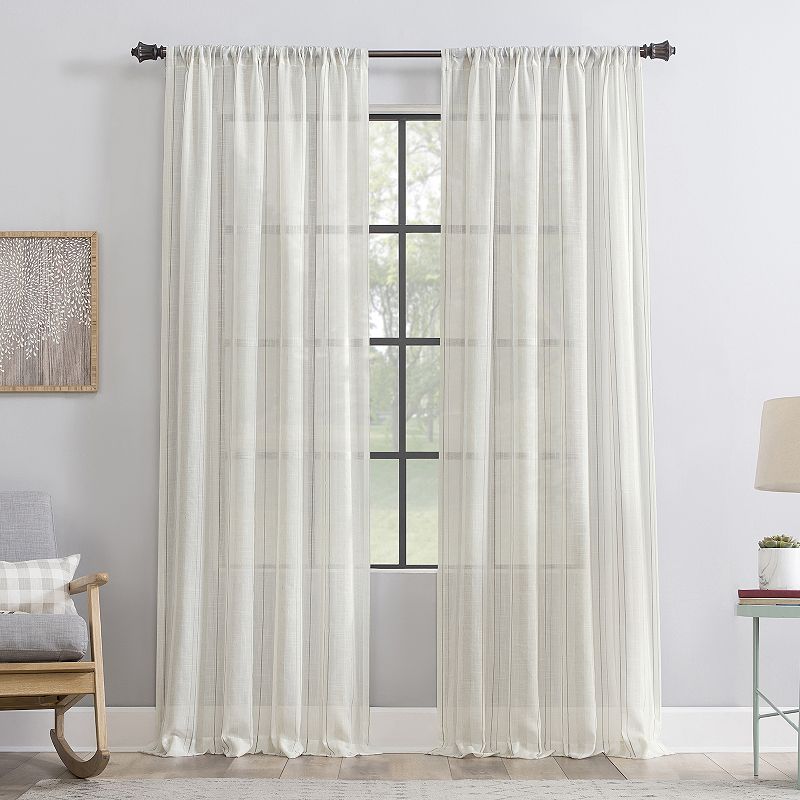 Clean Window Vintage Stripe Anti-Dust Sheer 1-panel Window Curtain