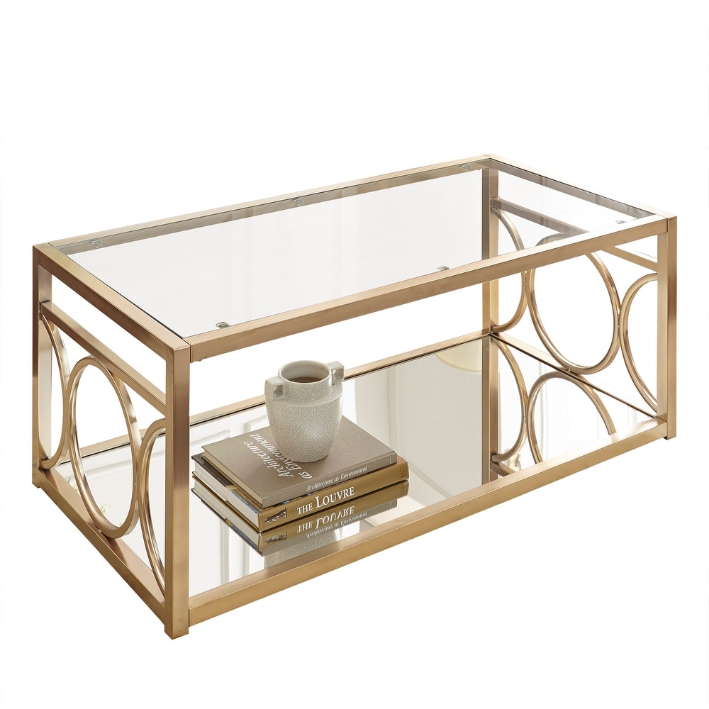 Oria Goldtone Metal and Tempered Glass Coffee Table by Greyson Living