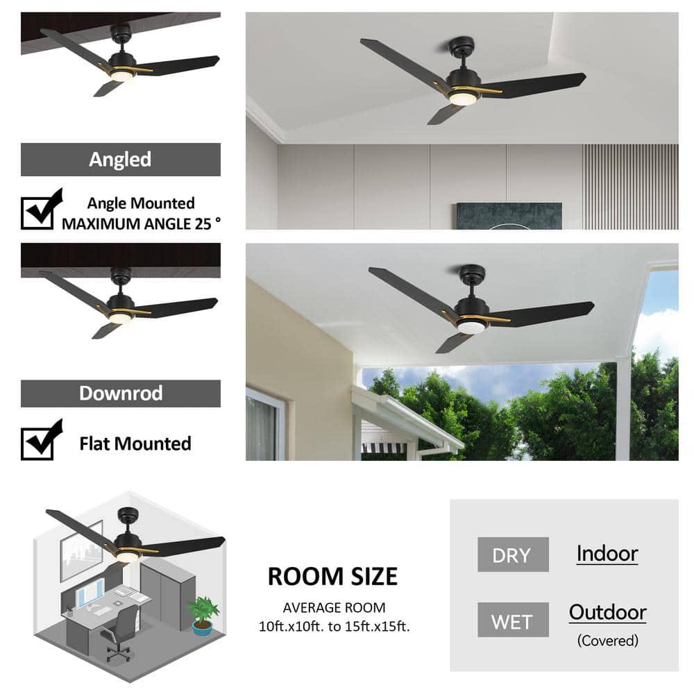 CARRO Tilbury 48 in Integrated LED IndoorOutdoor Black Smart Ceiling Fan with Light and Remote Works with AlexaGoogle Home