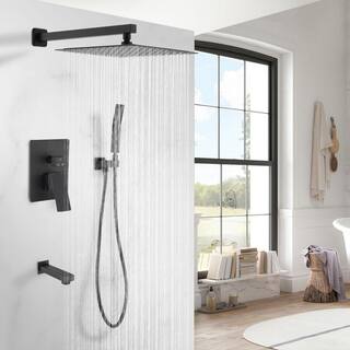 PROOX 2-Handle 3-Spray Wall Mount Tub and Shower Faucet with 10