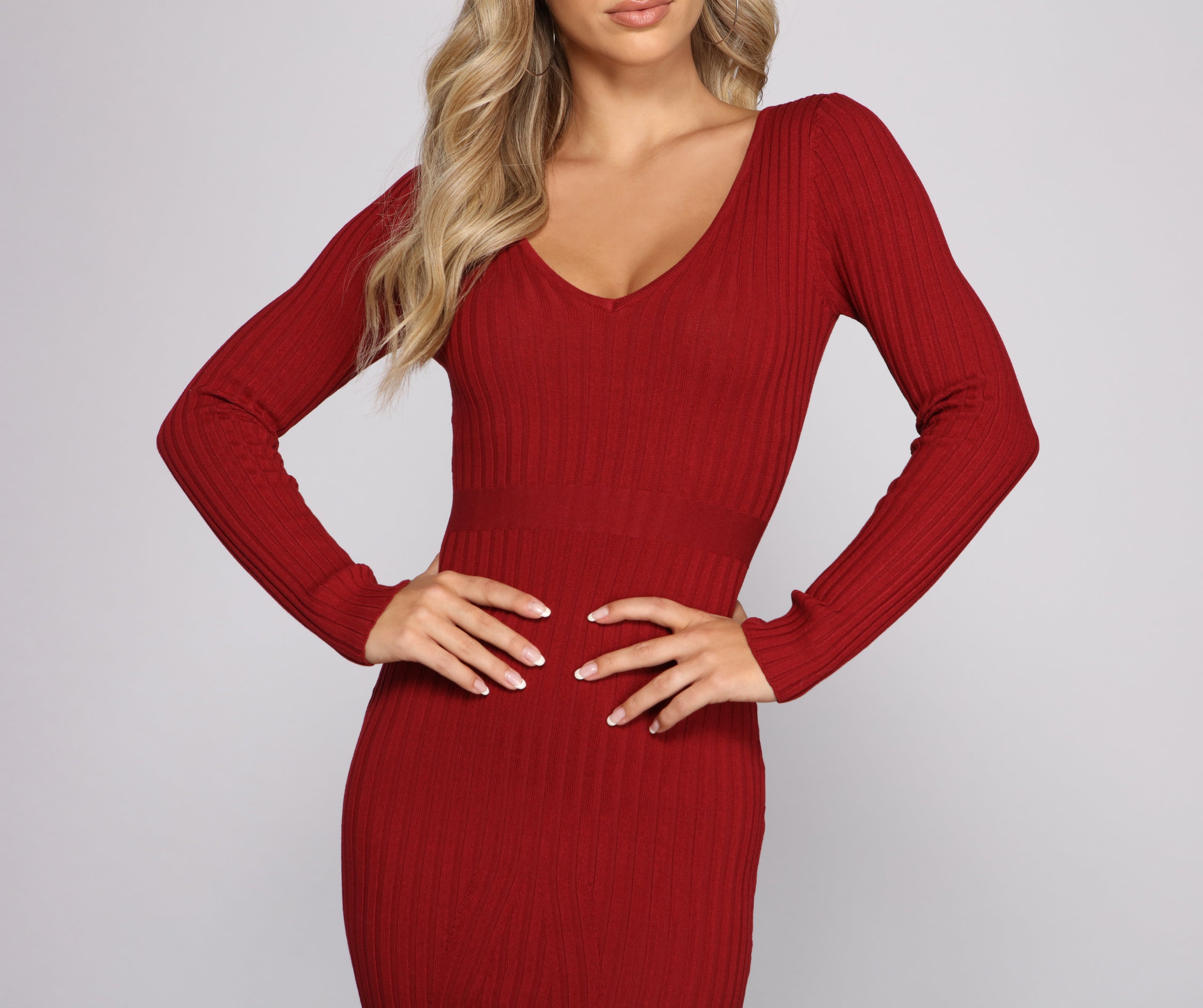 Trend Alert Ribbed Knit Midi Dress