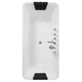 Empava Luxury 59 in. Center Drain Acrylic Freestanding Flatbottom Whirlpool Bathtub in White with Faucet EMPV-59AIS15