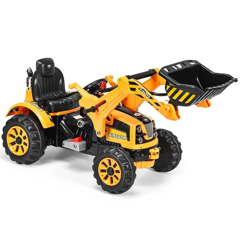 Kids Ride on Excavator, 12V Battery Powered Construction Vehicles Dumper Truck Toy with Front Loader Shovel