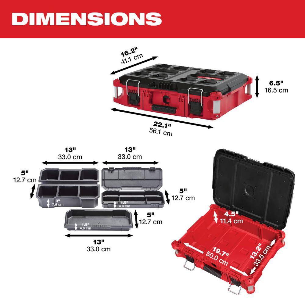 MW PACKOUT 22 in. Medium Red Tool Box with 75 lbs. Weight Capacity 48-22-8424