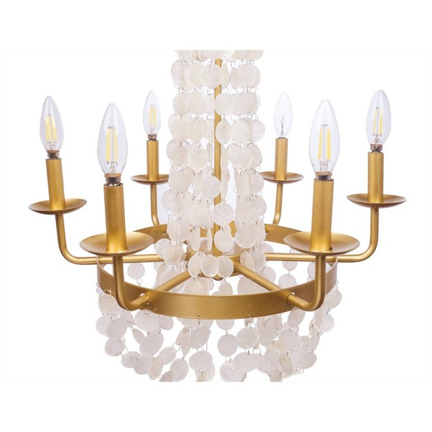 6 arm Capiz Shell Candelabra Chandelier Brushed Gold River Of Goods