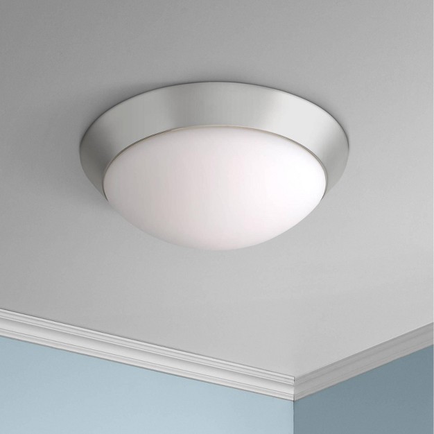 Wide Brushed Nickel Frosted Glass Dome Shade For Bedroom Kitchen Living Room Hallway