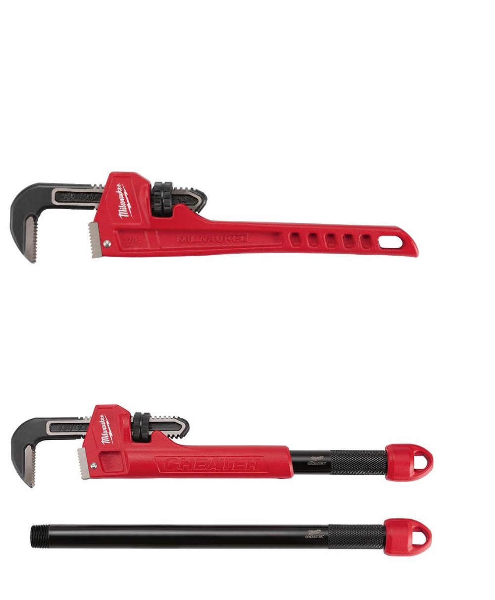 Milwaukee Cheater Pipe Wrench and 14